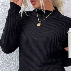Cropped Black Mock Neck Sweater